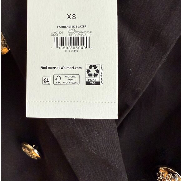 Kasper Black Double-Breasted Cotton/Denim Blazer, Gold Button Detail, NWT,SZ: SX - Picture 8 of 10